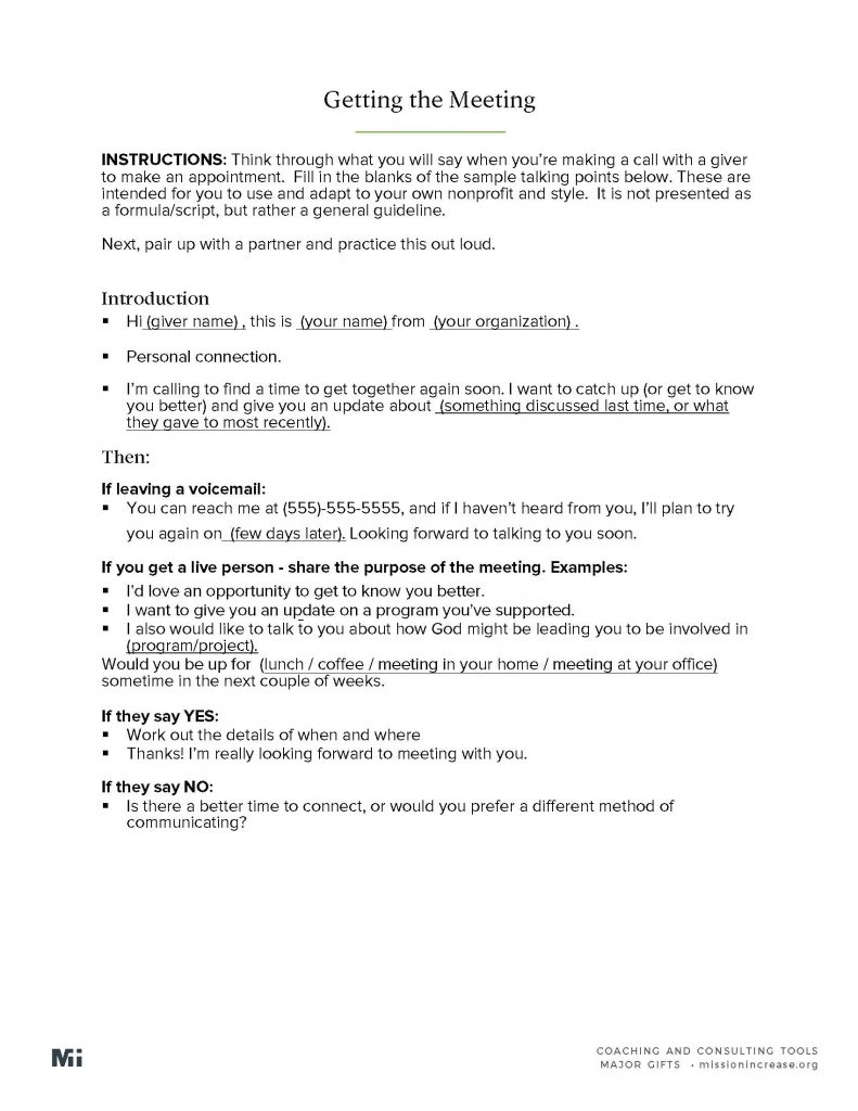 Getting the Meeting – Mission Increase – Learn