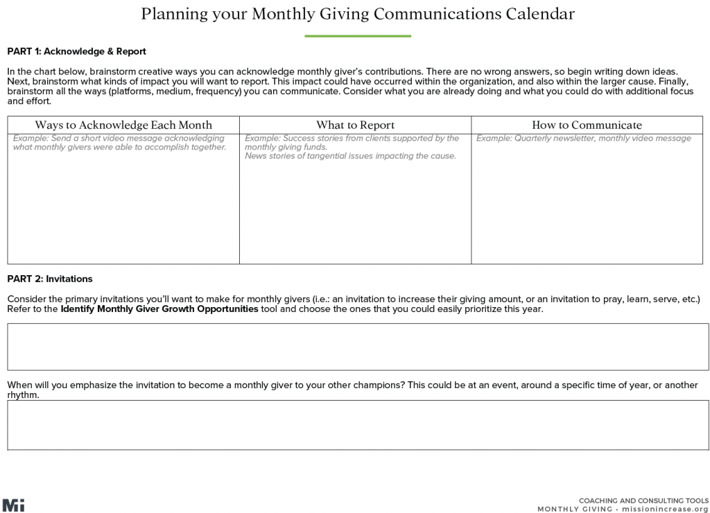 Ongoing Communications Plan Copy – Mission Increase – Learn