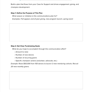 Fundraising Communications Plan Template